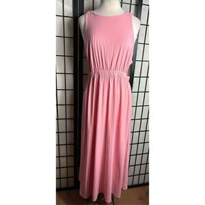 Francesca Mi Ami Backless Pink Open Back Blouson  Summer  Resort Bohemian Dress